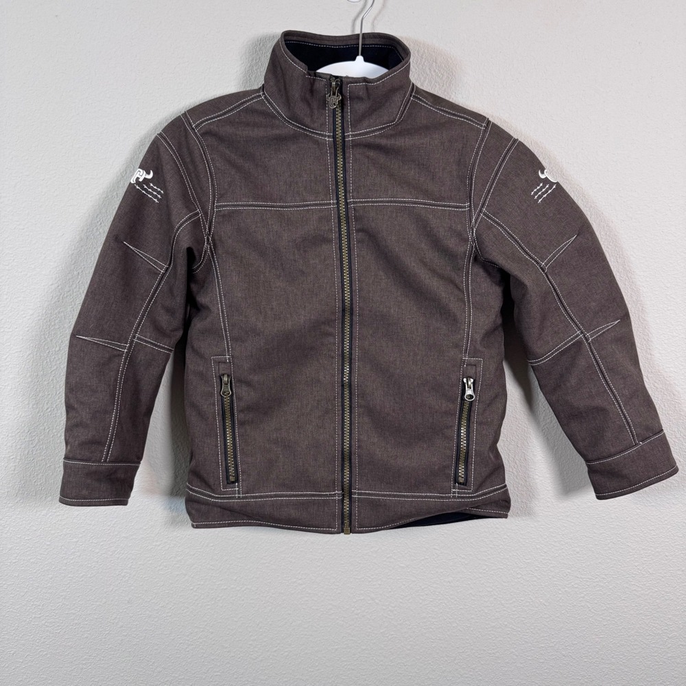Cowboy Hardware Boy's Brown Western Zip Up Jacket Triple Barb Size Medium 7/8